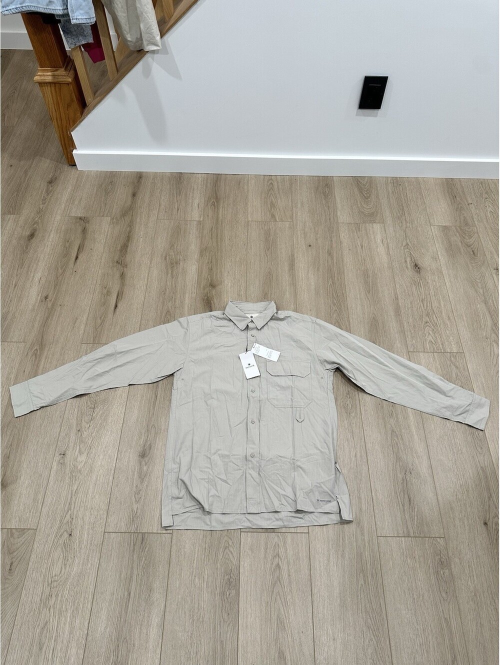 NWT Snow Peak Takibi Light Ripstop Shirt Size Medium Beige Long Sleeve Home Camp